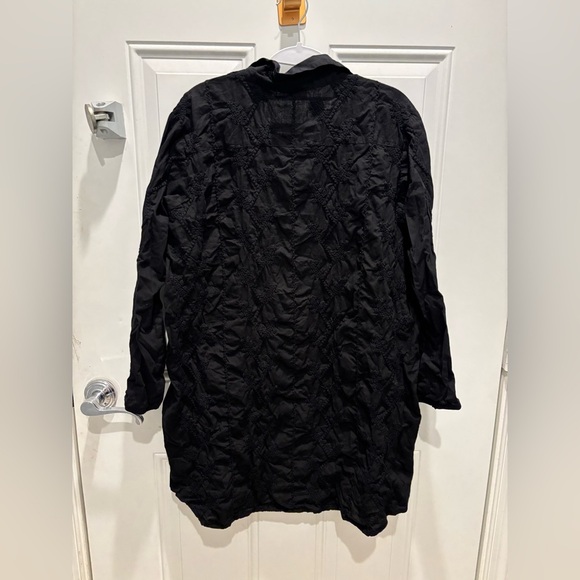 Julia Amory Black Embroidered Swizzle Mini Shirt Tunic Dress - Picture 3 of 5